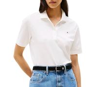 Tommy Hilfiger Donna Maglietta Polo Maniche Corte Regular Fit, Bianco (Ecru), L