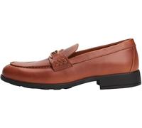 Tommy Hilfiger Donna Mocassini Logo Leather Loafer in Pelle, Marrone (Cinnamon Bark), 36