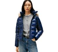 Tommy Hilfiger Donna Piumino Gloss Down Slim con Inserto in Pelliccia, Blu (Dark Night Navy), XXS