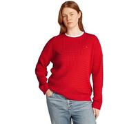 Tommy Hilfiger Donna Pullover Cable con Scollo Rotondo, Rosso (Primary Red), 54