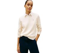 Tommy Hilfiger Donna Pullover Cable Fine Motivo a Trecce, Beige (Heather Ivory Petal), M