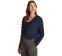 Tommy Hilfiger Donna Pullover Cardi Fine Scollo a V, Blu (Dark Night Navy), XXS