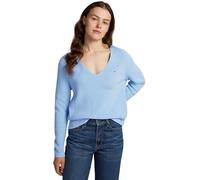 Tommy Hilfiger Donna Pullover Cardi Fine Scollo a V, Blu (Vessel Blue), S