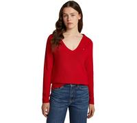 Tommy Hilfiger Donna Pullover Cardi Fine Scollo a V, Rosso (Primary Red), XXS