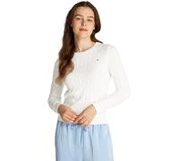 Tommy Hilfiger Donna Pullover Co Cable Scollo Rotondo, Bianco (Ecru), S