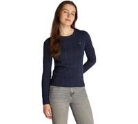 Tommy Hilfiger Donna Pullover Co Cable Scollo Rotondo, Blu (Dark Night Navy), XXL