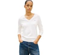 Tommy Hilfiger Donna Pullover Co Jersey Stitch Sweater Scollo a V, Bianco (Ecru), XXL
