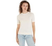Tommy Hilfiger Donna Pullover Crew Neck Maniche Corte, Avorio (Ivory Petal), L