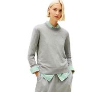 Tommy Hilfiger Donna Pullover Jersey Fine con Scollo Rotondo, Beige (Med Heather Grey), S