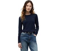 Tommy Hilfiger Donna Pullover Jersey Fine con Scollo Rotondo, Blu (Dark Night Navy), XL