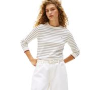 Tommy Hilfiger Donna Pullover Jersey Fine con Scollo Rotondo, Multicolore (Ivory Silk/Dark Night Navy Fine STP), XXS