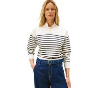 Tommy Hilfiger Donna Pullover Jersey Gold con Collo a Lupetto, Bianco (Placed Thin Navy STP Sweaters), S