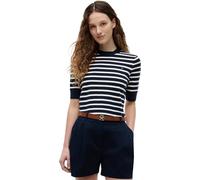 Tommy Hilfiger Donna Pullover Jersey Maniche Corte, Multicolore (Dark Night Navy/Ivory Petal STP), M