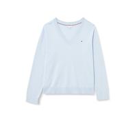 Tommy Hilfiger Donna Pullover Jersey Stitch con Scollo a V, Blu (Breezy Blue), 54