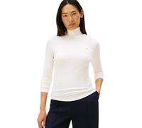 Tommy Hilfiger Donna Pullover Slim Rib Collo Alto, Bianco (Ivory Silk), M