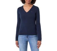 Tommy Hilfiger Donna Pullover Soft Wool con Scollo a V, Blu (Dark Night Navy), S