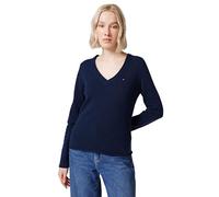 Tommy Hilfiger Donna Pullover Soft Wool con Scollo a V, Blu (Dark Night Navy), XXL