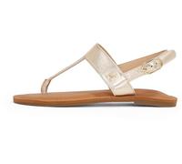 Tommy Hilfiger Donna Sandali Metallic Leather Thong Infradito, Oro (Gold), 37