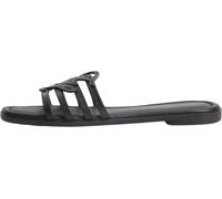 Tommy Hilfiger Donna Sandali Script Flat Mule in Pelle, Nero (Black), 42