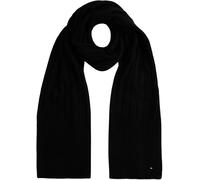 Tommy Hilfiger Donna Sciarpa Flag Fluffy in Maglia a Costine, Nero (Black), Taglia Unica