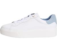 Tommy Hilfiger Donna Sneakers con Suola Preformata Chic Platform in Pelle, Bianco (White/Clear Water), 36