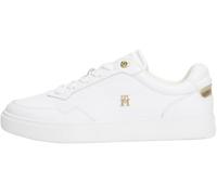 Tommy Hilfiger Donna Sneakers con Suola Preformata Essential Elevated Court in Pelle, Bianco (White/Gold), 38