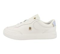 Tommy Hilfiger Donna Sneakers Court Essential Chic in Pelle, Multicolore (Ecru/Breezy Blue), 37