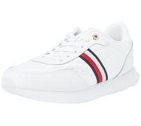 Tommy Hilfiger Donna Sneakers da Runner Essential Runner Global Stripes in Pelle, Bianco (White), 36
