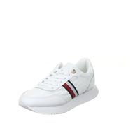 Tommy Hilfiger Donna Sneakers da Runner Essential Runner Global Stripes in Pelle, Bianco (White), 36