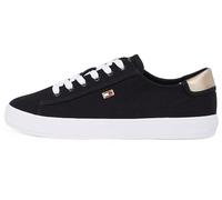 Tommy Hilfiger Donna Sneakers Vulcanizzate Canvas Lace Up Eleganti, Nero (Black), 39