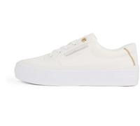 Tommy Hilfiger Donna Sneakers Vulcanizzate Essential Textile Zeppa, Bianco (Ecru), 40