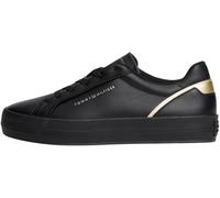 Tommy Hilfiger Donna Sneakers Vulcanizzate Foxing in Pelle, Nero (Black), 37