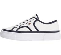 Tommy Hilfiger Donna Sneakers Vulcanizzate Platform Piping con Profili a Contrasto, Bianco (Ecru/Space Blue), 38