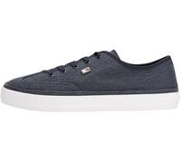 Tommy Hilfiger Donna Sneakers Vulcanizzate Washed Canvas Profilo Basso, Blu (Space Blue), 35