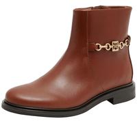 Tommy Hilfiger Donna Stivaletti Chain Low Bootie in Pelle, Marrone (Cognac Brown), 38
