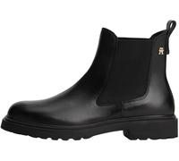 Tommy Hilfiger Donna Stivaletti Chelsea Cleated in Pelle, Nero (Black), 36