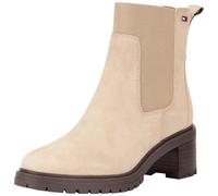 Tommy Hilfiger Donna Stivaletti Chelsea Flag Mid Heel Suede in Pelle Scamosciata, Beige (Beige), 37