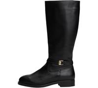 Tommy Hilfiger Donna Stivali Buckle Riding in Pelle, Nero (Black), 37