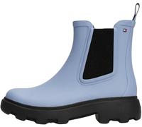 Tommy Hilfiger Donna Stivali in Gomma Rubber Rainboot con Tacco Quadrato, Blu (Brisk Blue), 38