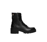 Tommy Hilfiger Donna Stivali Mezza Gamba Chic Mid Heel Leather Lace-Up con Tacco, Nero (Black), 36