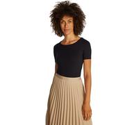 Tommy Hilfiger Donna T-Shirt Maniche Corte 5X2 Rib Slim Fit, Nero (Black), L