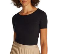 Tommy Hilfiger Donna T-Shirt Maniche Corte 5X2 Rib Slim Fit, Nero (Black), XS