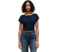 Tommy Hilfiger Donna T-Shirt Maniche Corte Gold con Scollo a Barca, Blu (Dark Night Navy), S