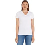 Tommy Hilfiger Donna T-Shirt Maniche Corte Heritage Scollo a V, Bianco (Classic White), XS