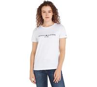 Tommy Hilfiger Donna T-Shirt Maniche Corte Heritage Scollo Rotondo, Bianco (White), XXS