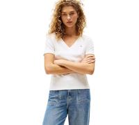 Tommy Hilfiger Donna T-Shirt Maniche Corte New Slim Cody con Scollo a V, Bianco (NOS Ecru), 3XL