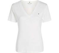 Tommy Hilfiger Donna T-Shirt Maniche Corte New Slim Cody con Scollo a V, Bianco (NOS Ecru), S