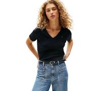 Tommy Hilfiger Donna T-Shirt Maniche Corte New Slim Cody con Scollo a V, Blu (NOS Desert Sky), S