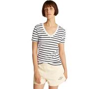 Tommy Hilfiger Donna T-Shirt Maniche Corte New Slim Cody con Scollo a V, Multicolore (Breton Dark Night Navy STP), S