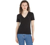 Tommy Hilfiger T-Shirt Maniche Corte Donna New Slim Cody V-Neck Scollo a V, Nero (Black), M